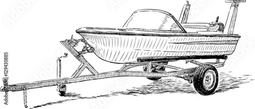 pleasure boat on a trailer