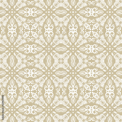 Oriental classic pattern. Seamless abstract background with repeating elements. Golden and white pattern