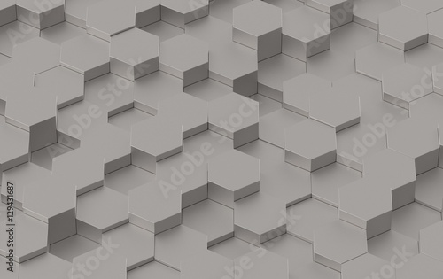 Grey Hexagon Background Texture. 3d render