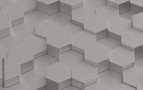 Grey Hexagon Background Texture. 3d render