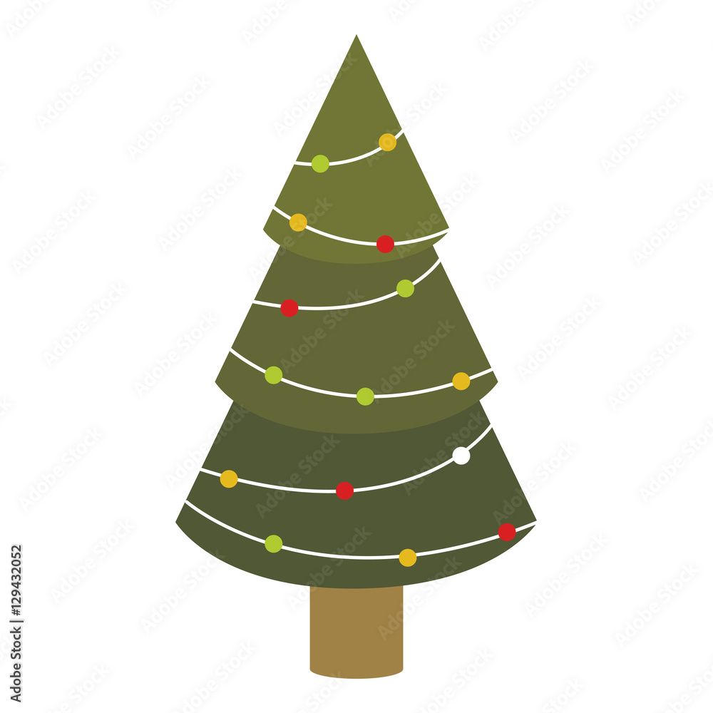 Fototapeta premium colorful green abstract christmas tree with trunk vector illustration