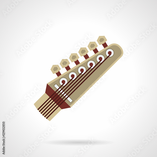 Six-string guitar head flat color vector icon