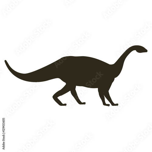 monochrome silhouette with dinosaur mamenchisaurus vector illustration