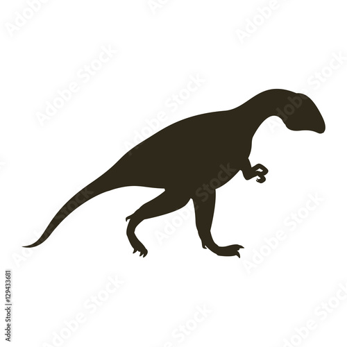 monochrome silhouette with dinosaur allosaurus vector illustration