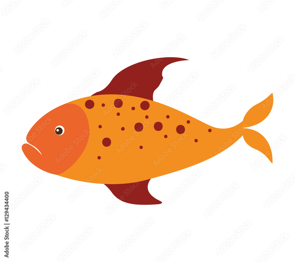 colorful silhouette with sea fish yellow and fins red and dots vector illustration colorful silhouette with sea fish yellow and fins red and dots vector illustration