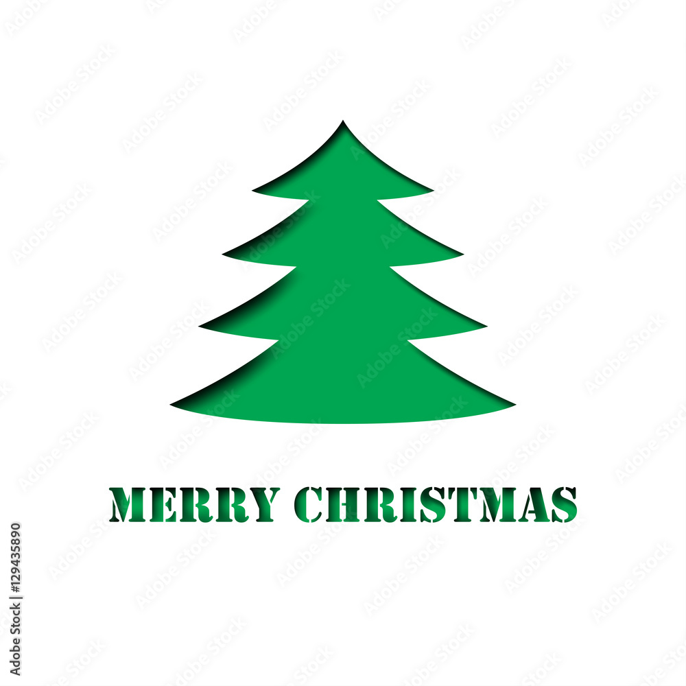 Merry Christmas Tree paper cut out