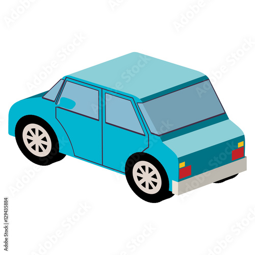 colorful silhouette with automobile back view vector illustration
