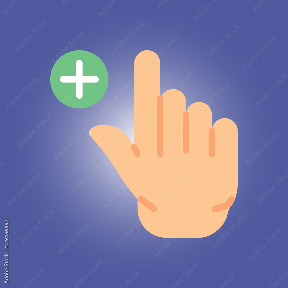 Fototapeta premium plus and hand icon. flat design