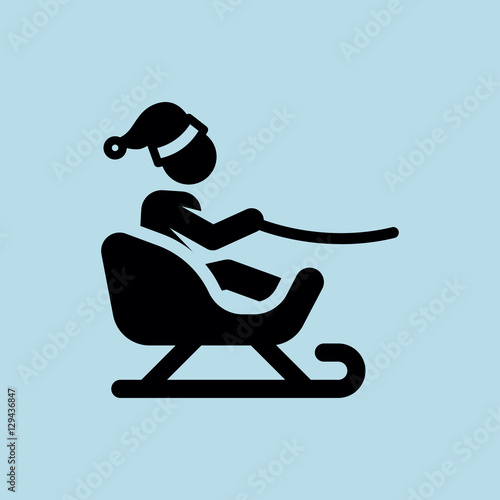 santa on the sled icon. flat design