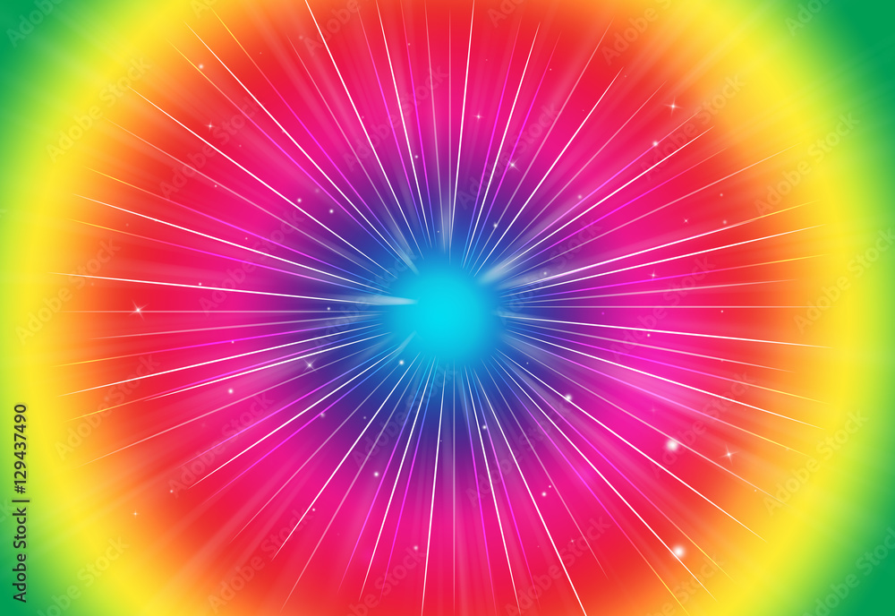 Obraz premium Abstract sparkles rays light explosion colorful background/texture.