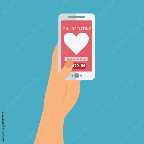 Woman using dating app on smartphone