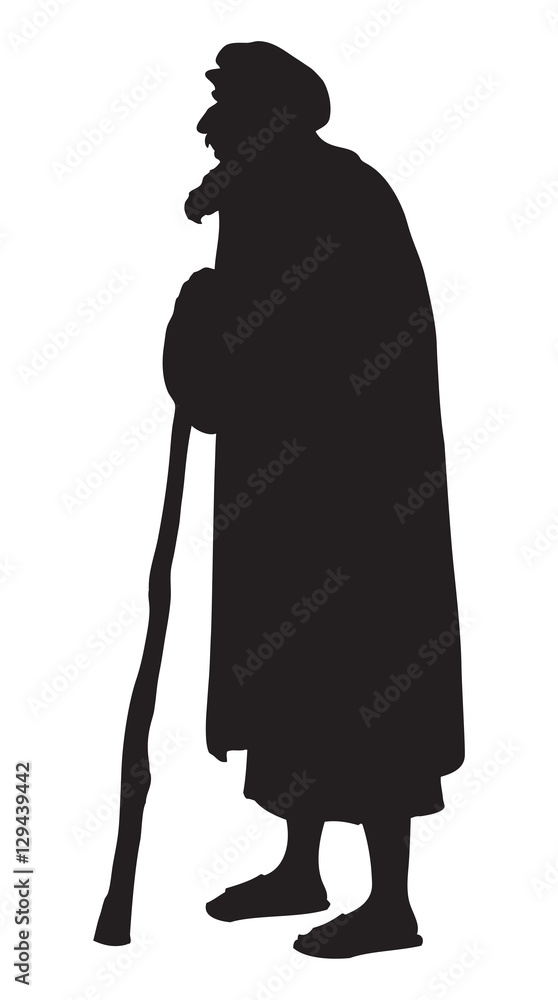 Old Jew in national dress. Vector drawing Old Jew in national dress. Vector drawing