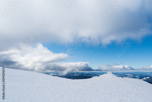 Winter landscape with mountain range