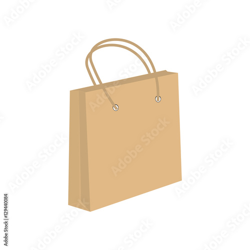 Empty brown shopping bag isolated on white background . mock up. layout for advertising design