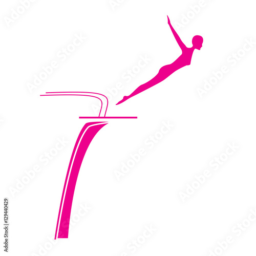 Swimming sport athlete jumps from a springboard an isolated design element vector white background