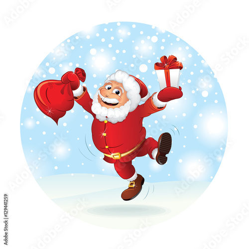 Illustration of Happy Santa Claus with Gift Vector