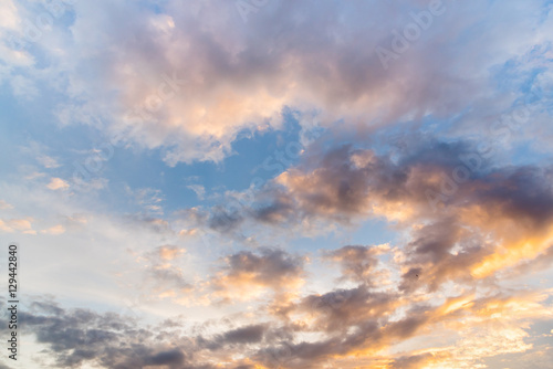 Abstact sky with clouds ,Beautiful sunset sky background © bunwit