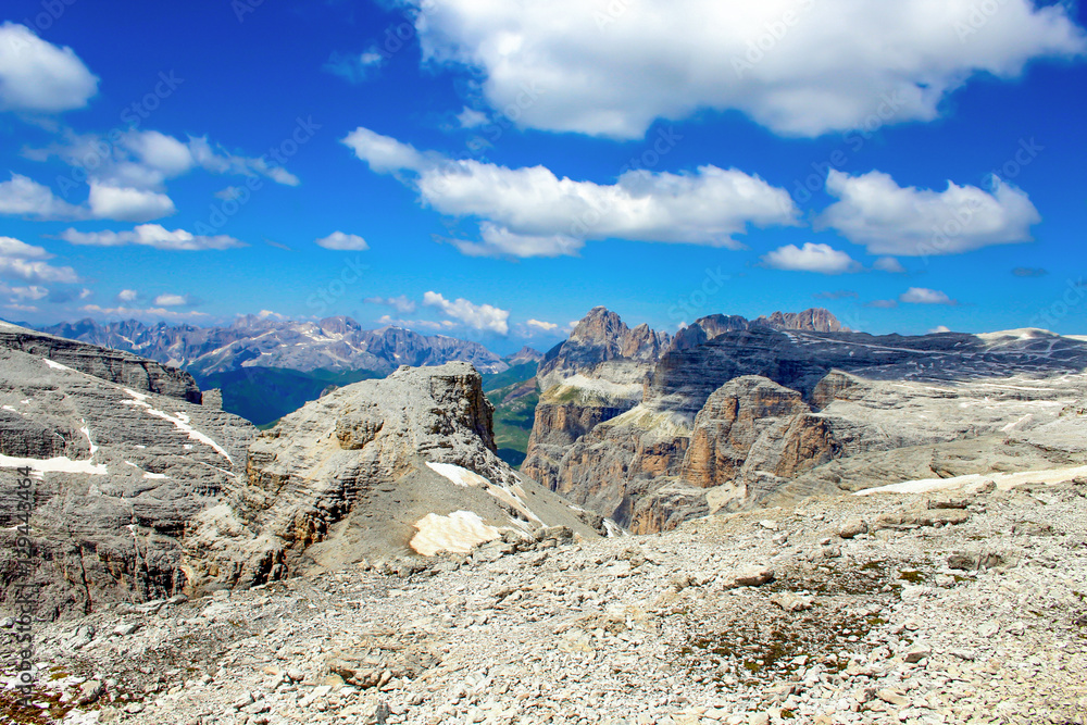 View from the summit of Sass Pordoi, Dolomites, Italy