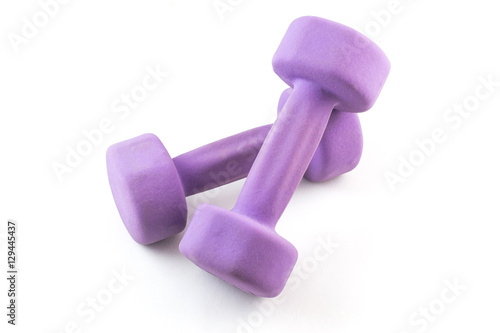Sports dumbbells purple. Dumbbell Weights isolated on white
