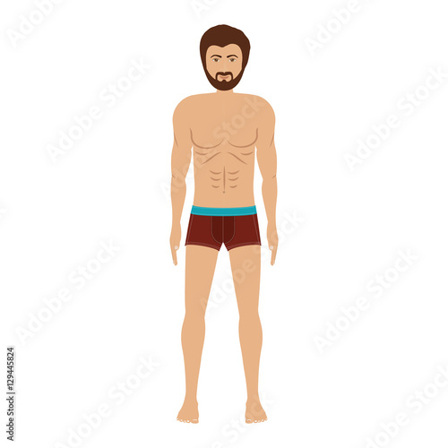 men with brown swimming boxer vector illustration