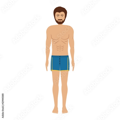 men with blue swimming trunk vector illustration
