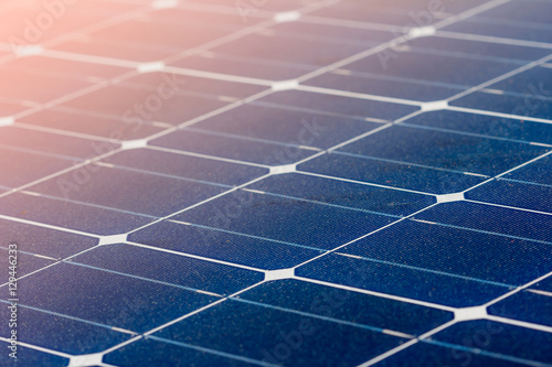 Close-up of Solar energy panel photovoltaics module in the sea offshore