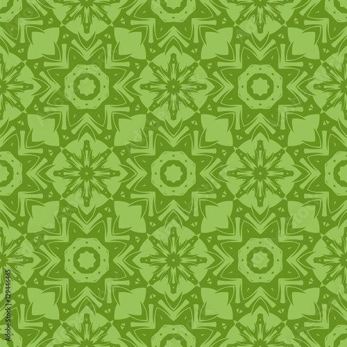 Green Ornamental Seamless Line Pattern. Endless Texture. Oriental Geometric Ornament