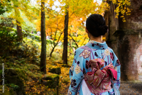Kimono girl at Nanzen-ji Temple at autumn, Kyoto