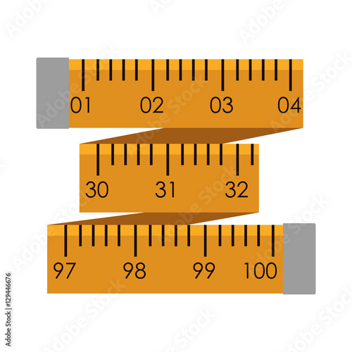 Yellow tape measure in inches vector illustration