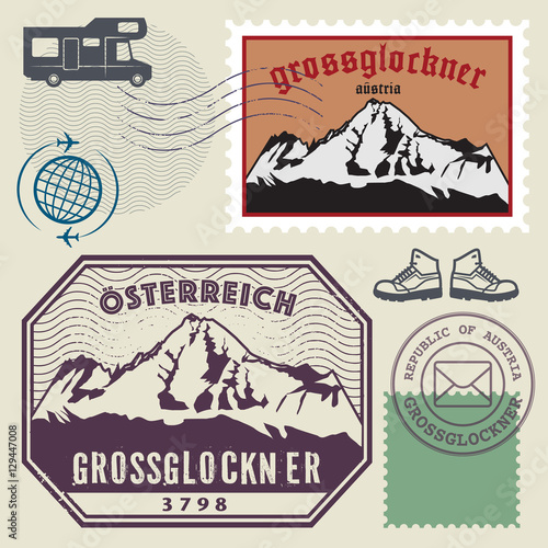 Post stamp set with the Grossglockner, Austria