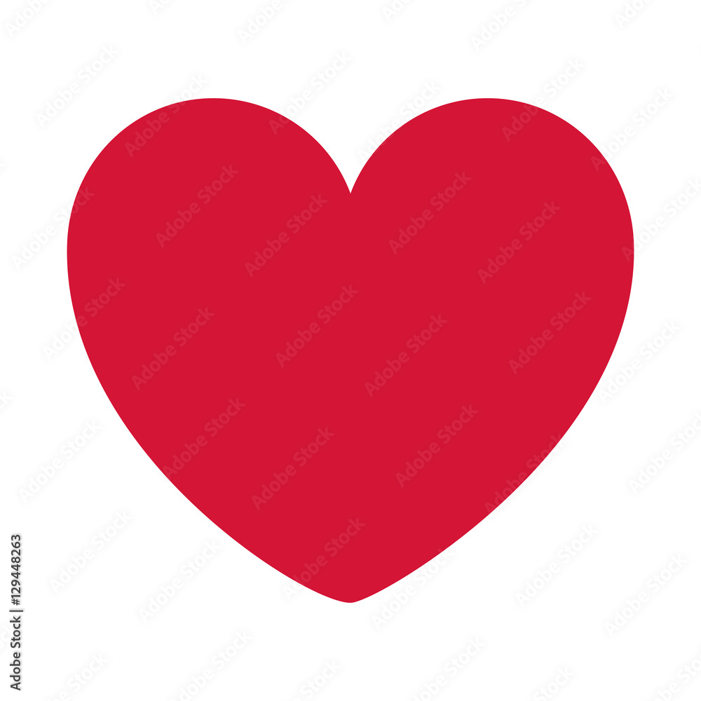 red heart design icon flat vector illustration