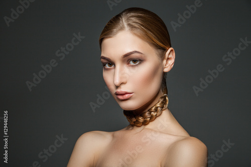 Woman with hair around neck