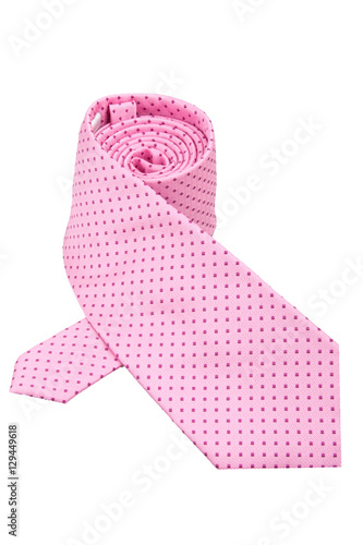 Pink tie isolated on white background