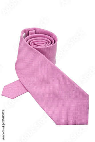 Pink tie isolated on white background
