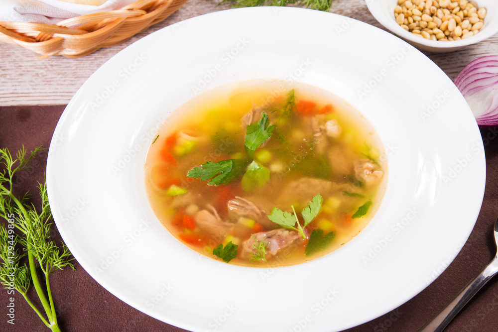 soup with quail meat soup with quail meat
