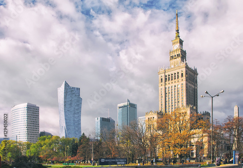 Warsaw downtown district skyscrapers.