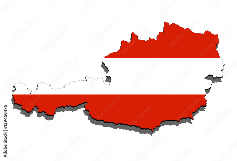 close up on Austria map on white background close up on Austria map on white background