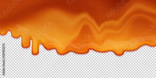 Flowing tasty caramel glaze isolated
