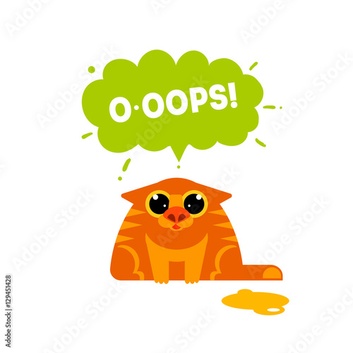 Red cat with Ooops bubble