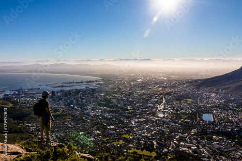 Admiring the view of Cape town from top of Lions Head