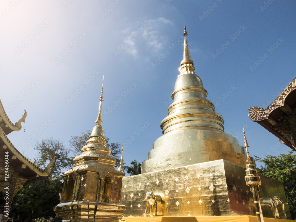 Fototapeta premium two pagonedas in Prasing temple ,Chiangmai ,Thailand