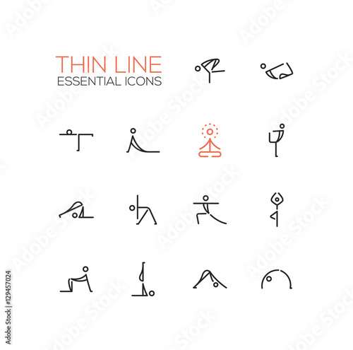 Yoga Poses - Thin Single Line Icons Set