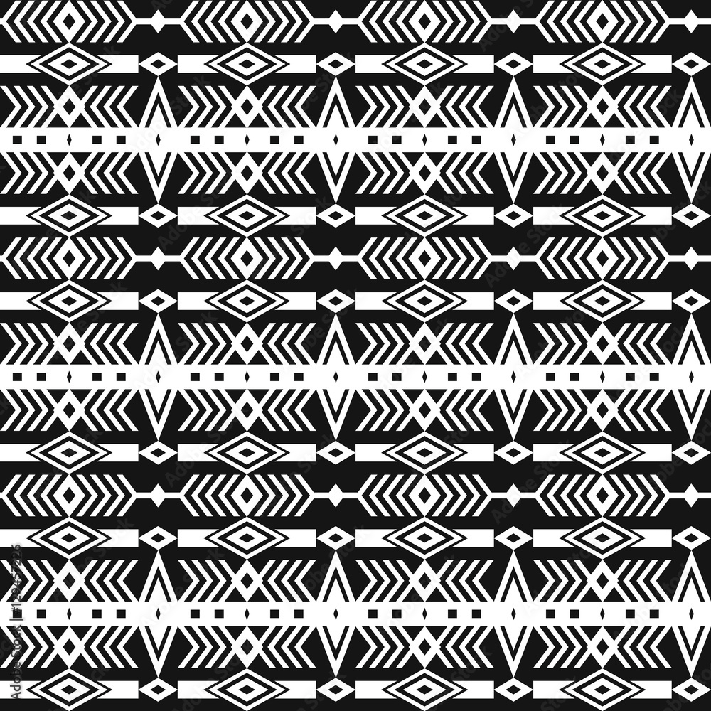 Tribal ethnic seamless pattern with geometric elements. Tribal ethnic seamless pattern with geometric elements.