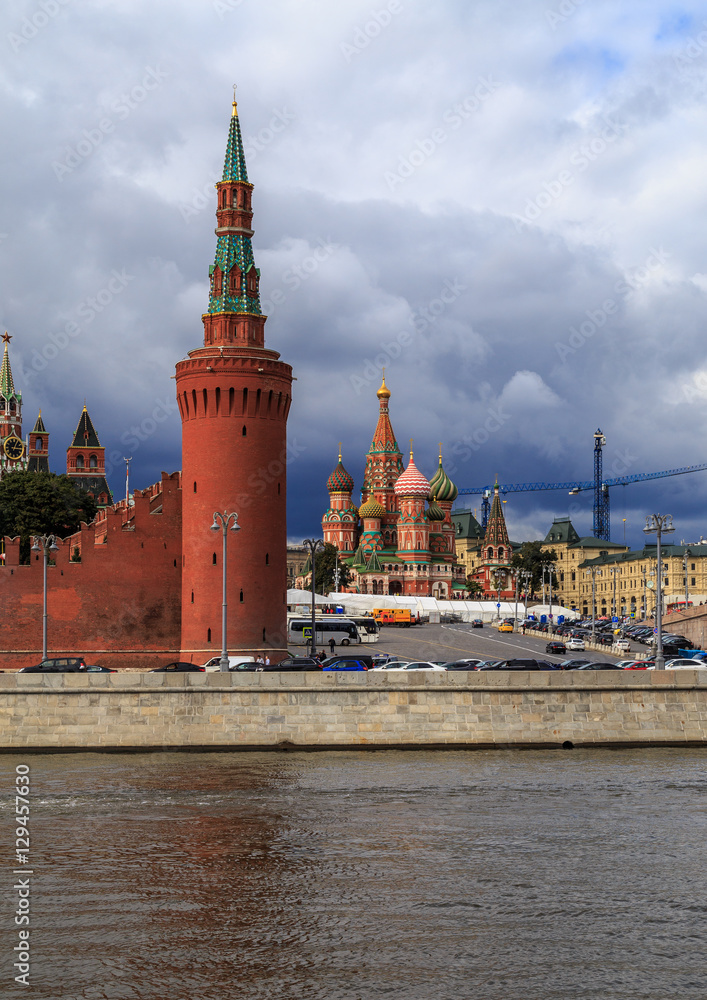 Tower of the Moscow Kremlin and St. Basil's Cathedral 