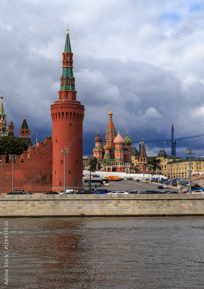 Tower of the Moscow Kremlin and St. Basil's Cathedral Tower of the Moscow Kremlin and St. Basil's Cathedral