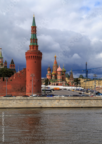 Tower of the Moscow Kremlin and St. Basil's Cathedral 