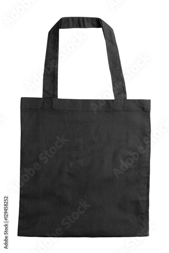 Black tote bag isolated on white background
