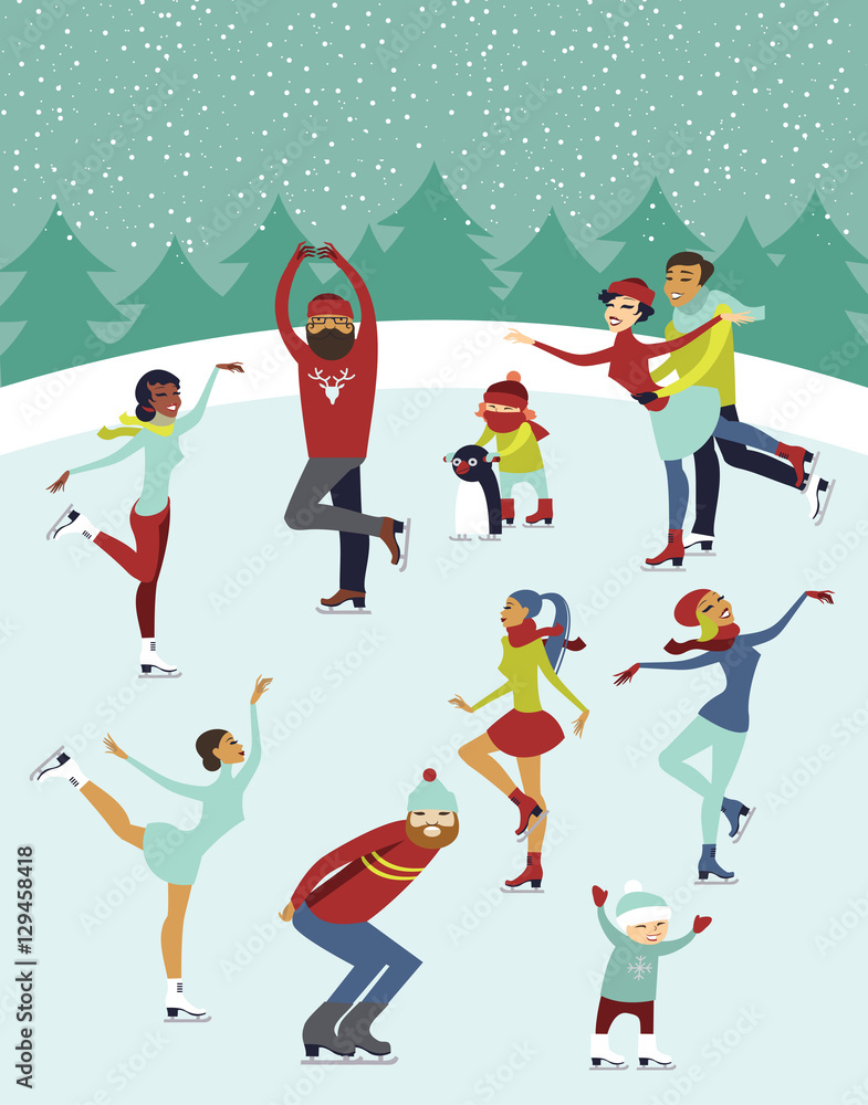 Obraz premium People on ice rink