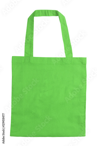 Green tote bag isolated on white background