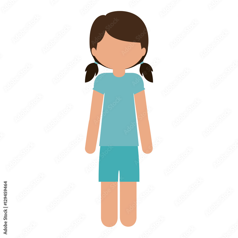 silhouette teen with t-shirt and shorts without face vector illustration